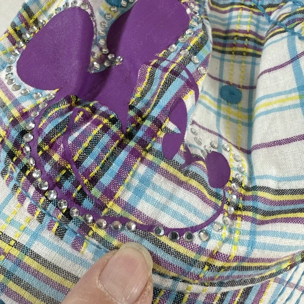 Disney Parks Mickey Mouse Youth Purple Blue Rhinestones Adjustable Ball Cap Hat - Picture 16 of 16